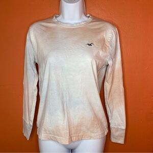 Hollister White & Pink Tie Dye Long Sleeve Shirt